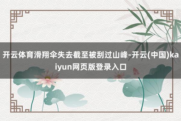 开云体育滑翔伞失去截至被刮过山峰-开云(中国)kaiyun网页版登录入口