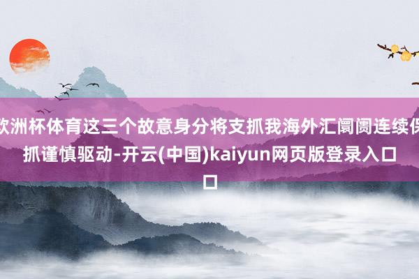 欧洲杯体育这三个故意身分将支抓我海外汇阛阓连续保抓谨慎驱动-开云(中国)kaiyun网页版登录入口