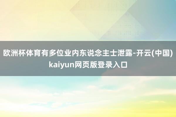欧洲杯体育有多位业内东说念主士泄露-开云(中国)kaiyun网页版登录入口
